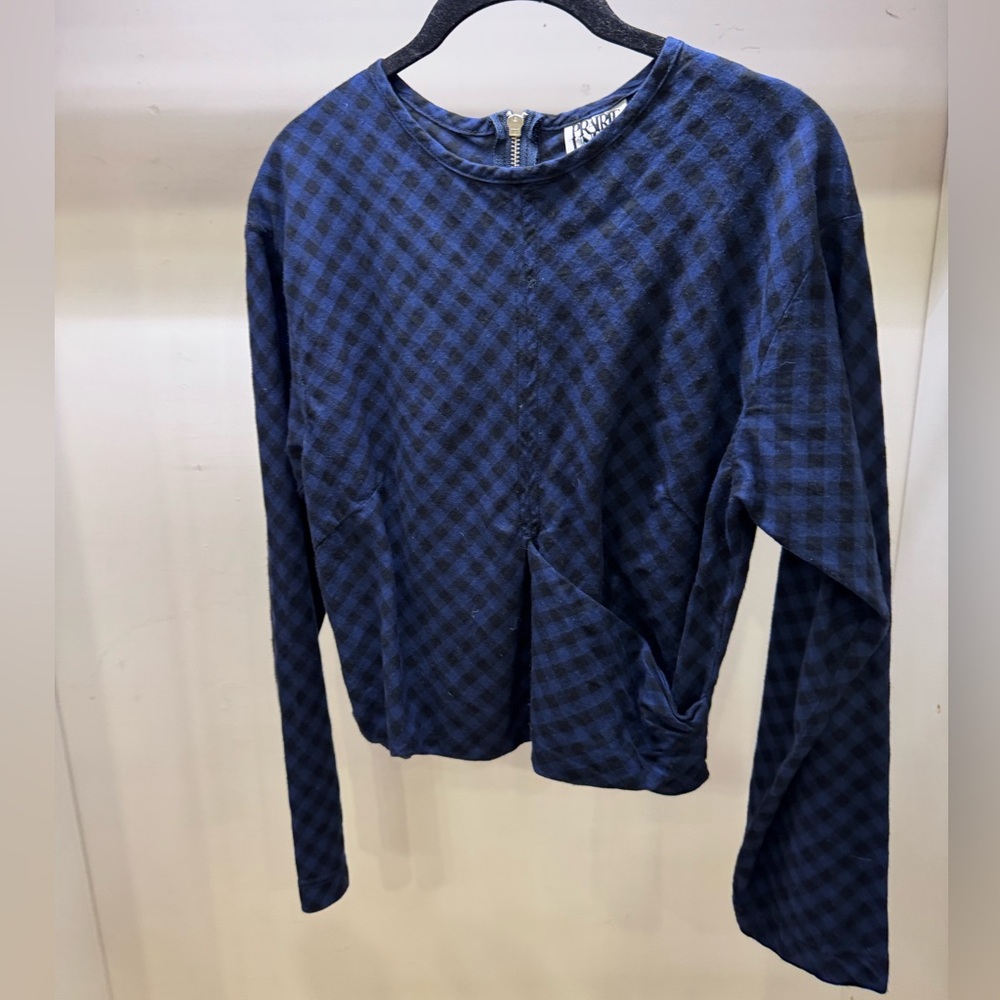 Prairie Underground Twist Tie Tee in navy and black check